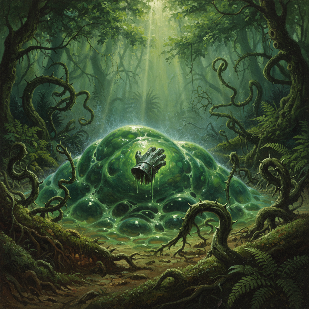 Verdurous Ooze, original Pathfinder 2e monster artwork by ZapGM