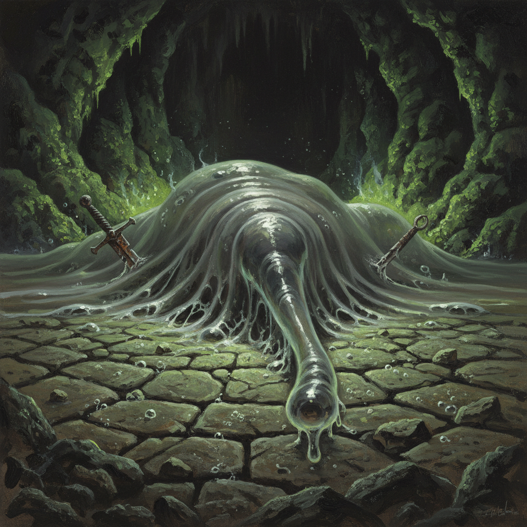 Gray Ooze, original D&D 5e monster artwork by ZapGM