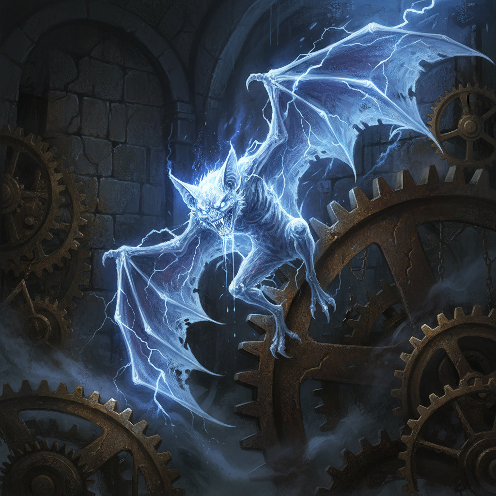 Spark Bat, original Pathfinder 2e monster artwork by ZapGM