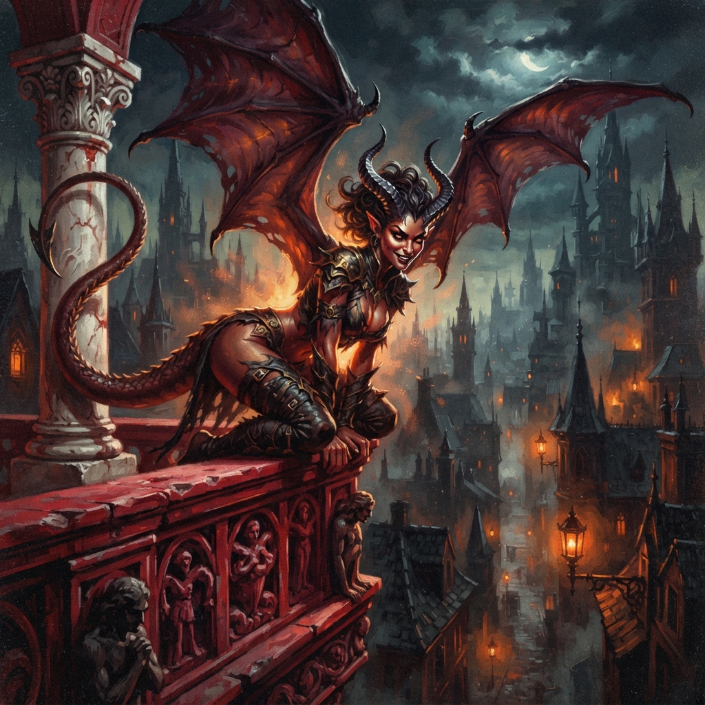 Succubus, original D&D 5e monster artwork by ZapGM