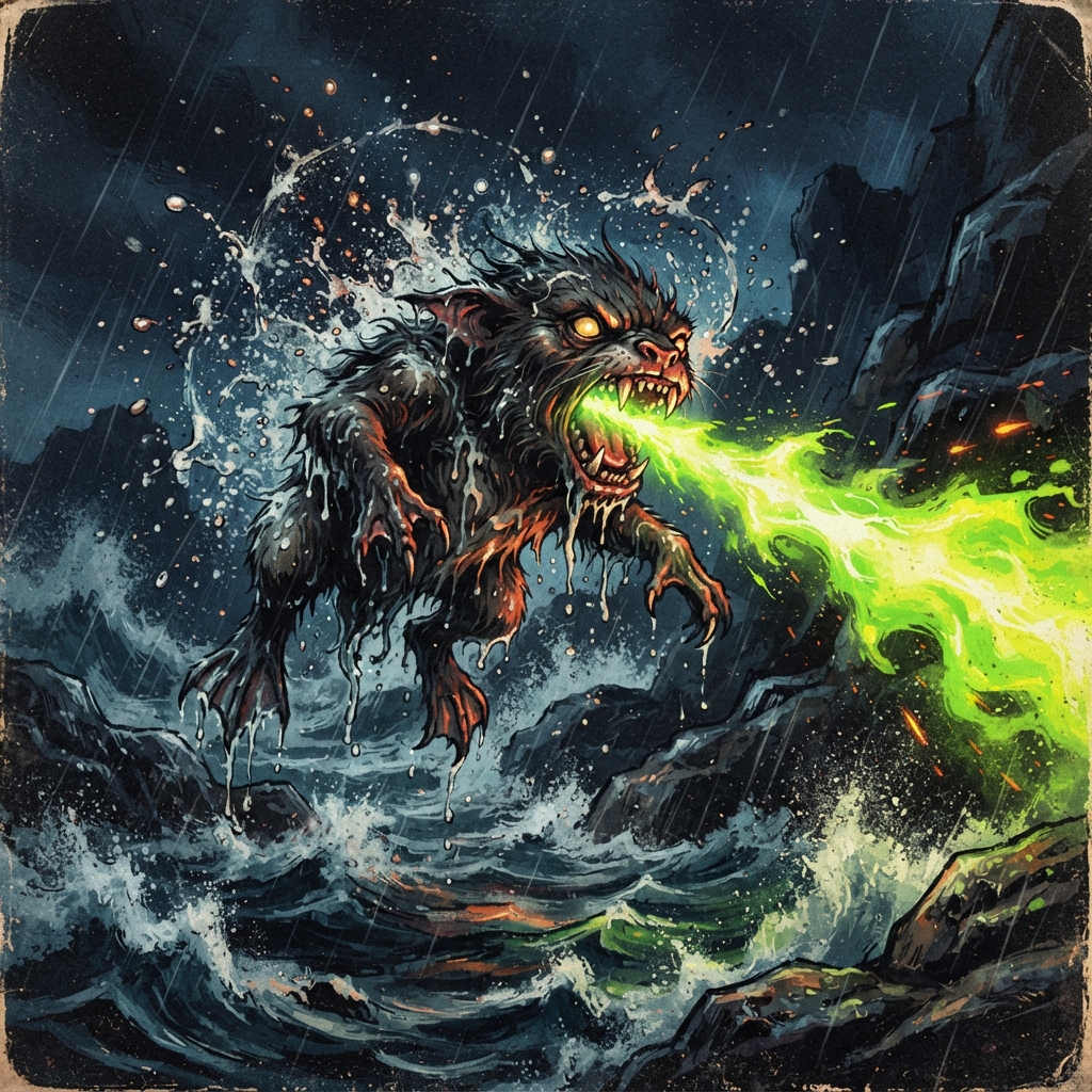 Water Scamp, original Pathfinder 2e monster artwork by ZapGM
