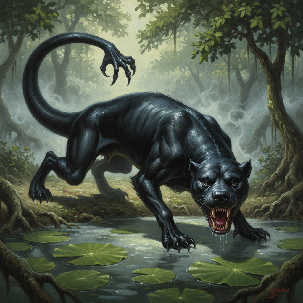 Ahuizotl, original Pathfinder 2e monster artwork by ZapGM
