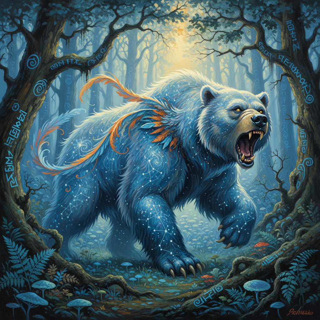 Feathered Bear, original Pathfinder 2e monster artwork by ZapGM