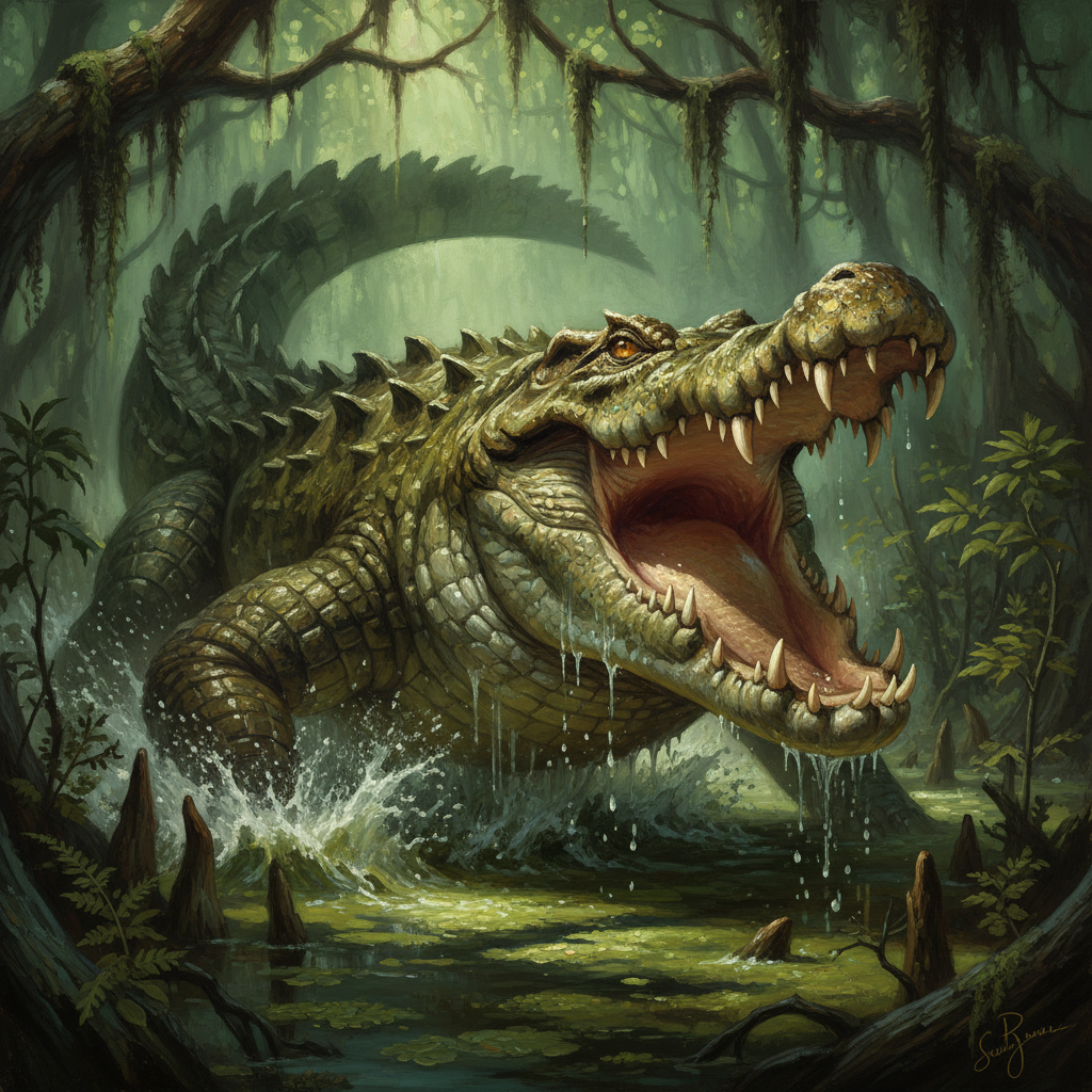Giant Crocodile, original D&D 5e monster artwork by ZapGM