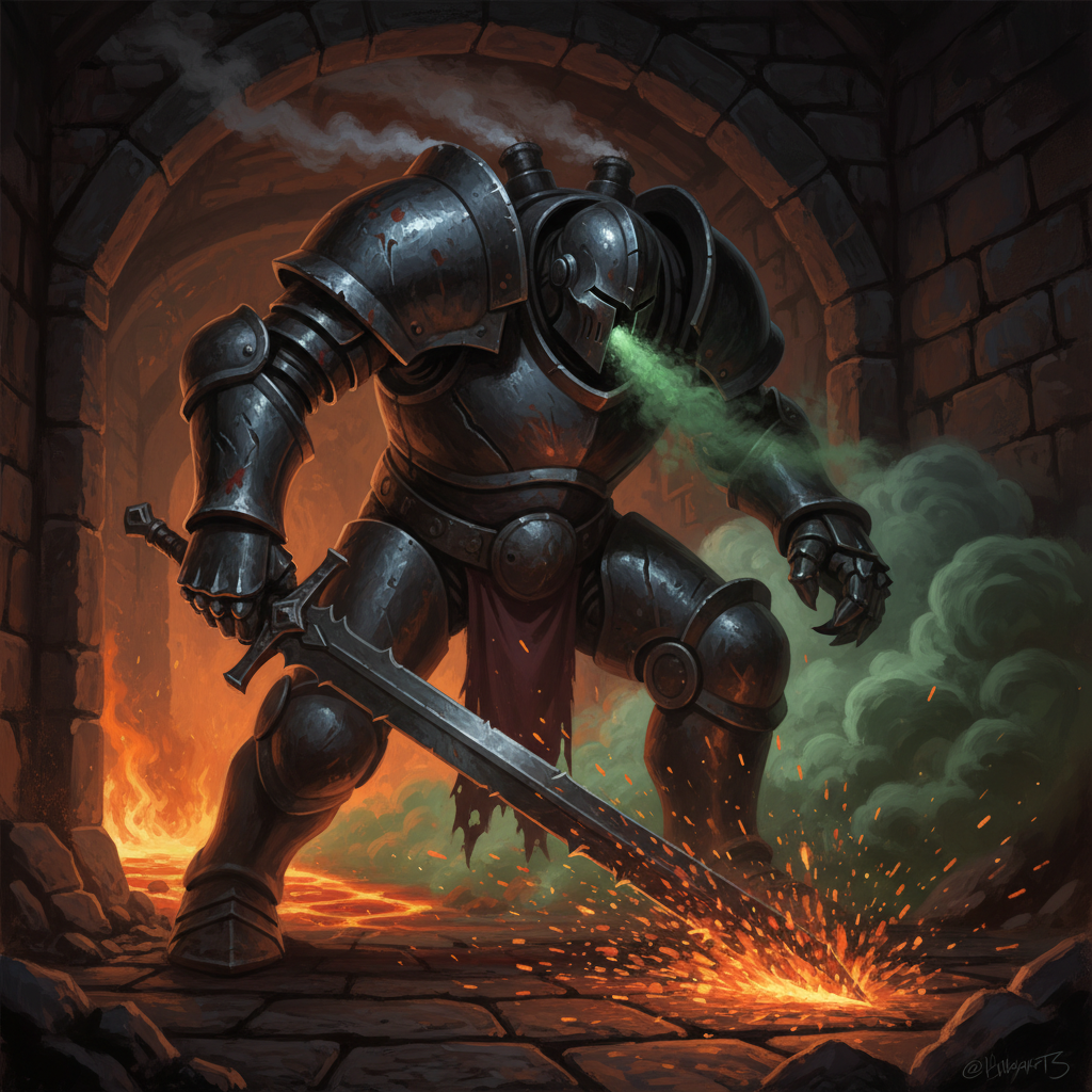 Iron Golem, original D&D 5e monster artwork by ZapGM