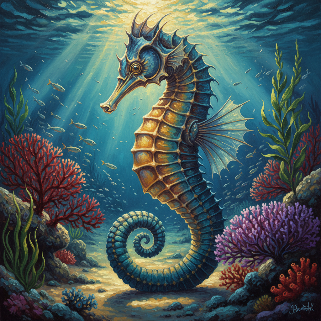Giant Sea Horse, original D&D 5e monster artwork by ZapGM