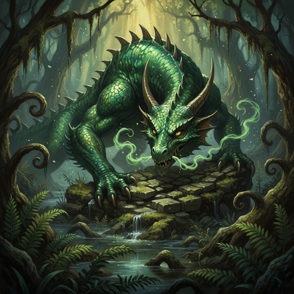 Adult Green Dragon, original D&D 5e monster artwork by ZapGM