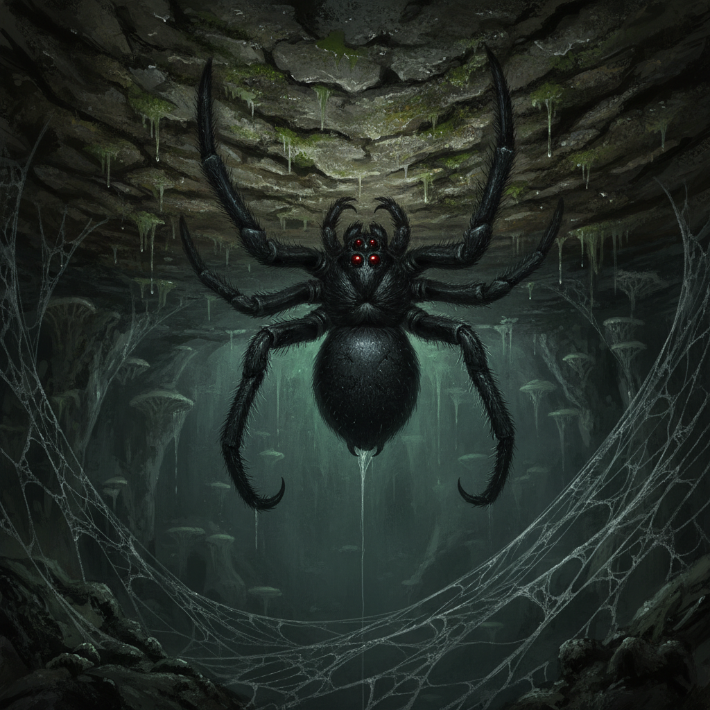 Hunting Spider, original Pathfinder 2e monster artwork by ZapGM