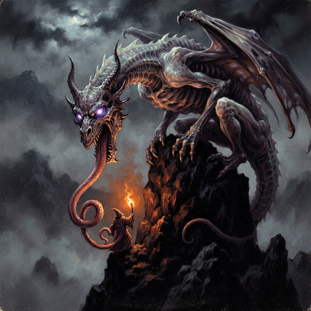 Despair Dragon (Ancient), original Pathfinder 2e monster artwork by ZapGM