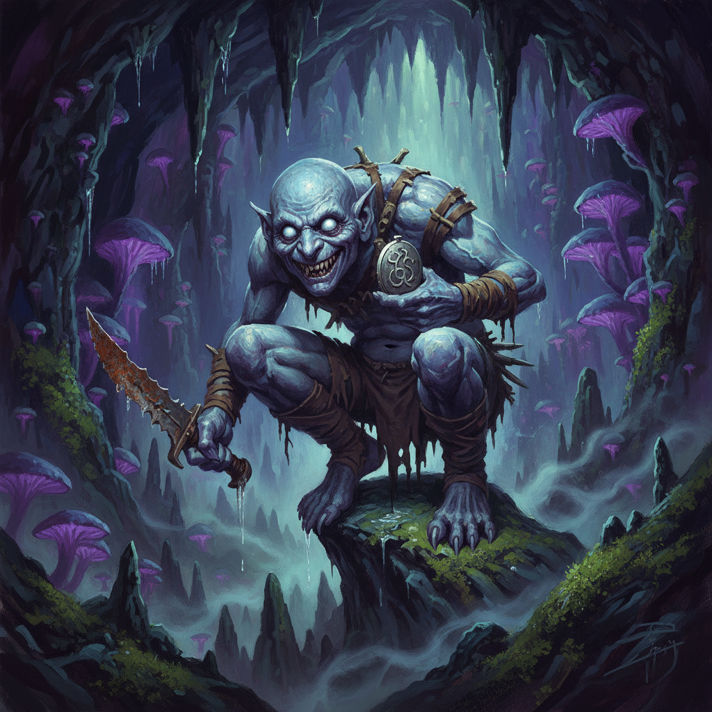 Dero Stalker, original Pathfinder 2e monster artwork by ZapGM