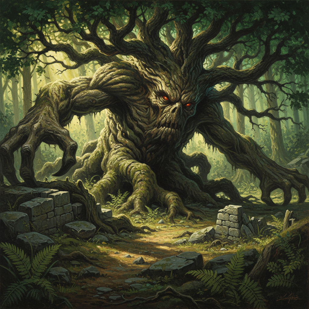 Awakened Tree, original Pathfinder 2e monster artwork by ZapGM