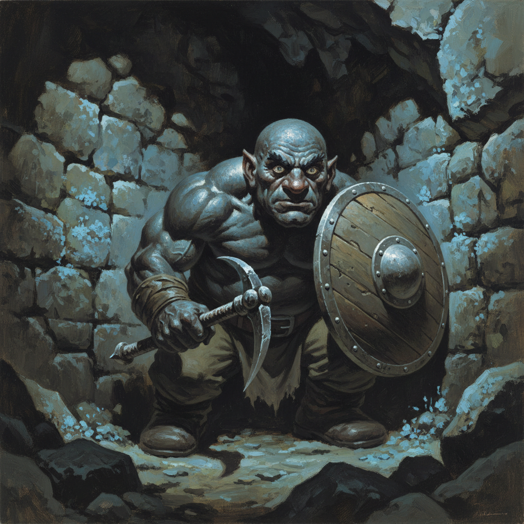 Deep Gnome Warrior, original Pathfinder 2e monster artwork by ZapGM