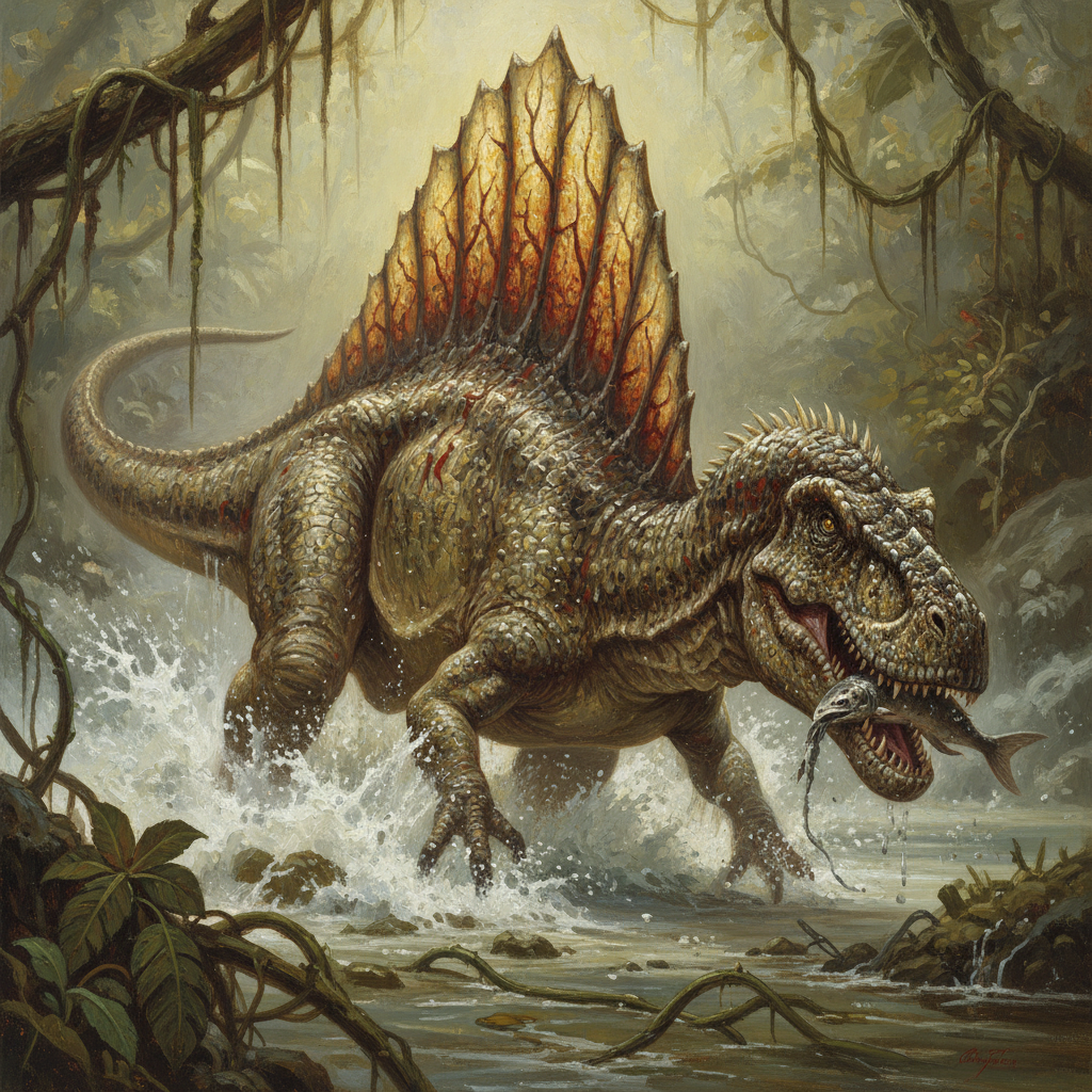 Spinosaurus, original Pathfinder 2e monster artwork by ZapGM
