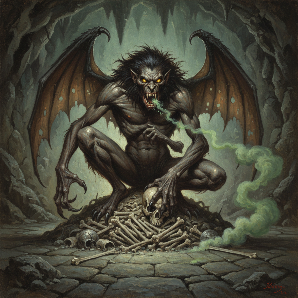 Greater Barghest, original Pathfinder 2e monster artwork by ZapGM