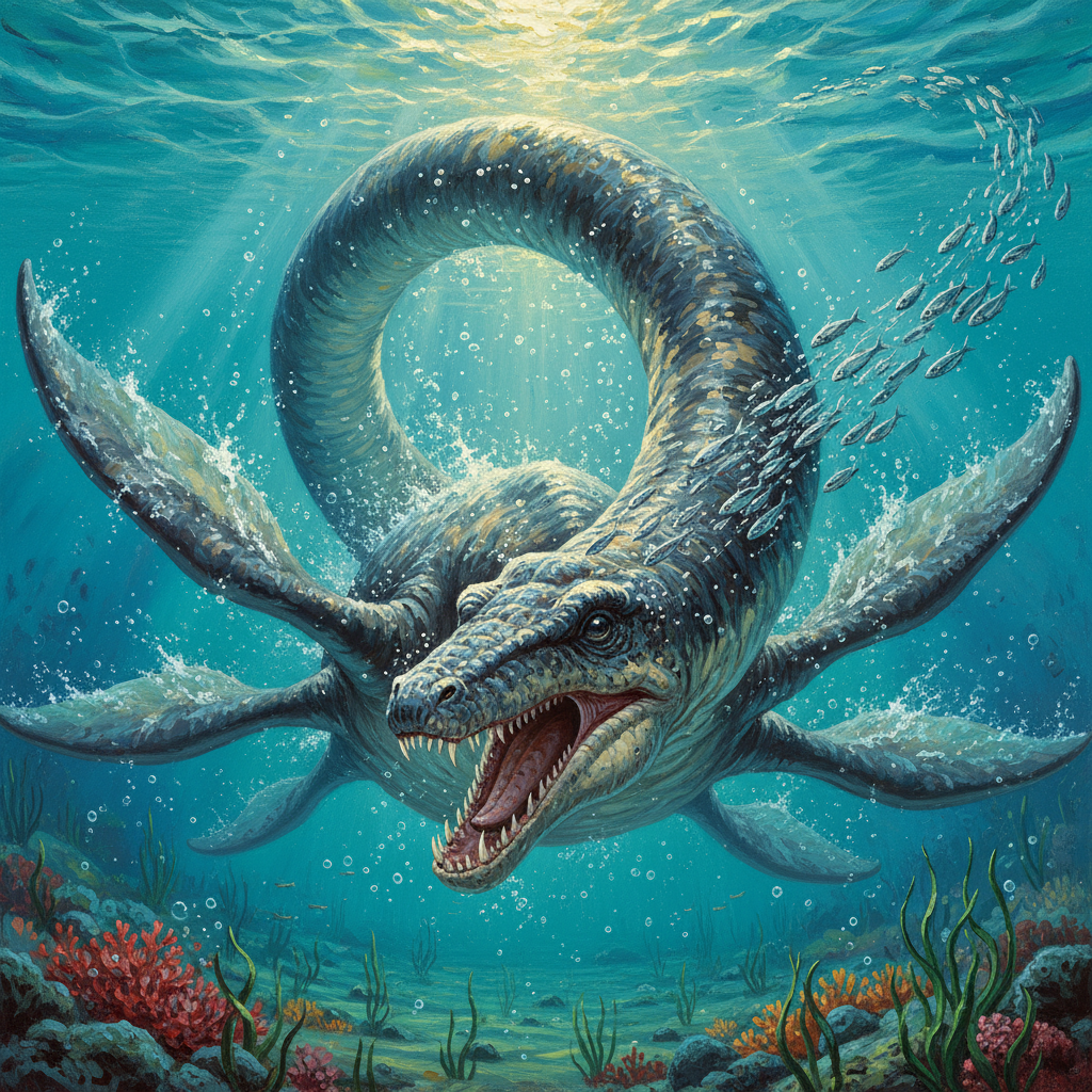 Plesiosaurus, original D&D 5e monster artwork by ZapGM