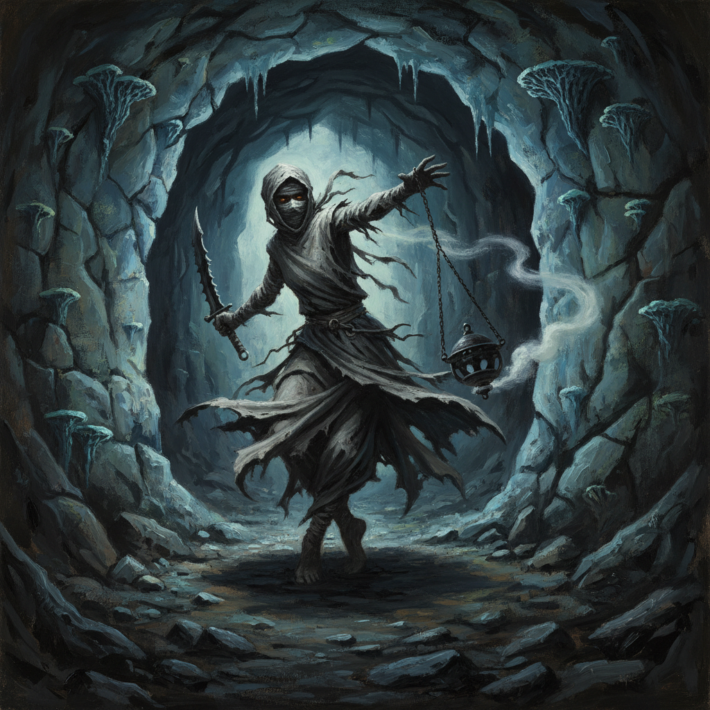 Caligni Dancer, original Pathfinder 2e monster artwork by ZapGM