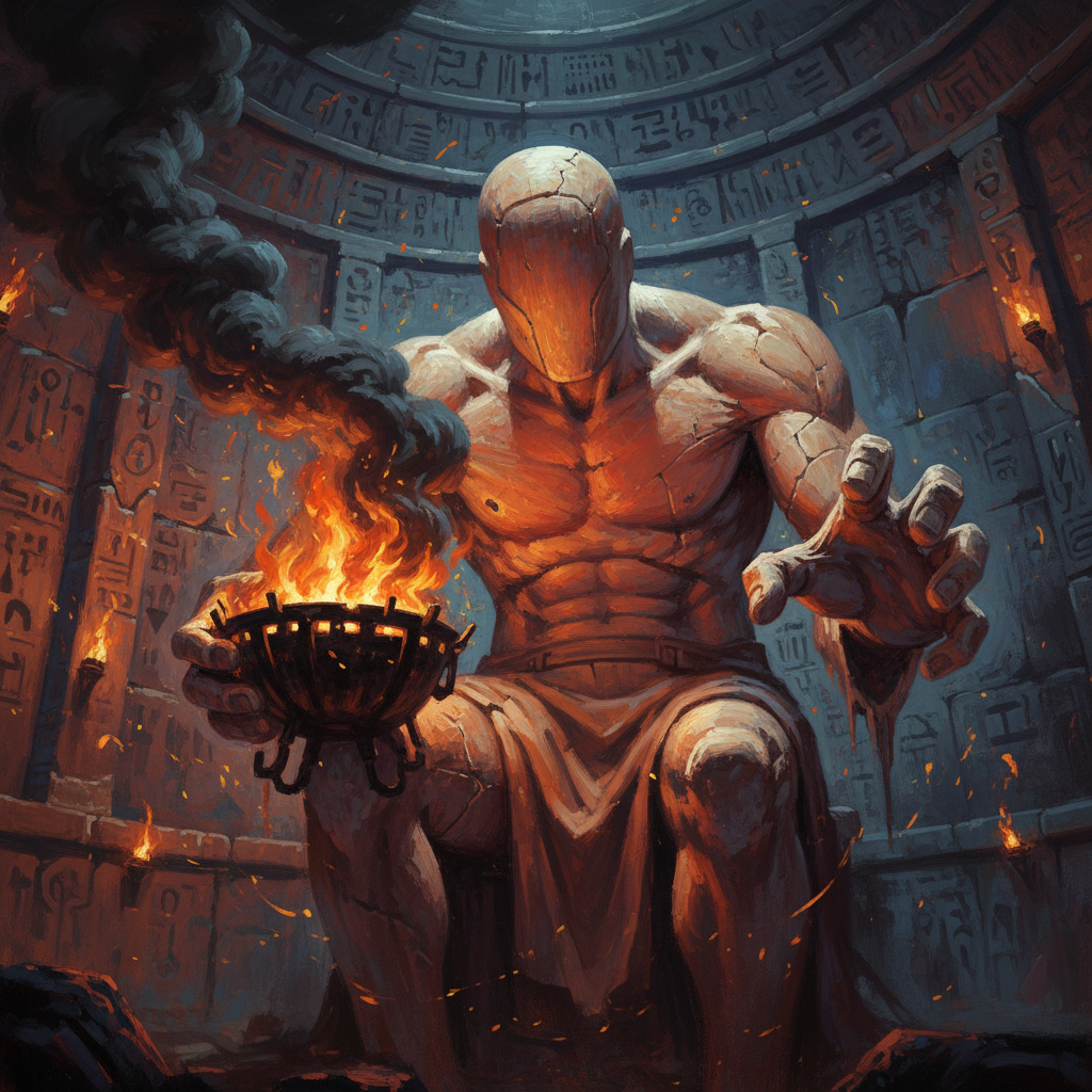 Giant Animated Statue, original Pathfinder 2e monster artwork by ZapGM