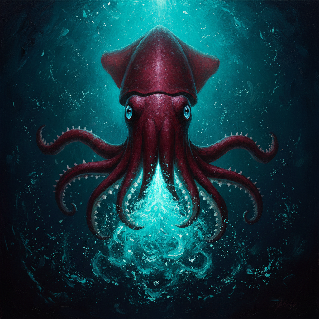 Vampire Squid, original Pathfinder 2e monster artwork by ZapGM