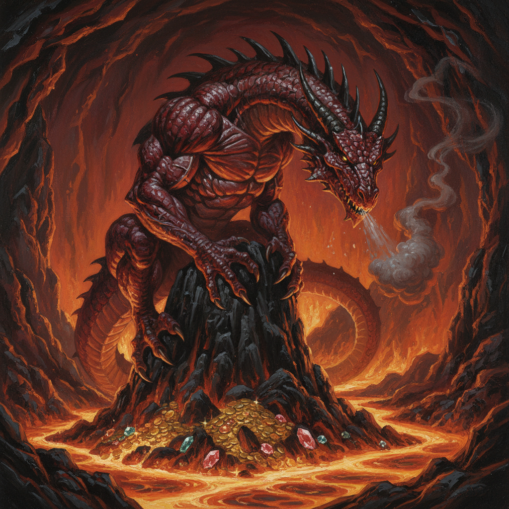 Adult Red Dragon, original D&D 5e monster artwork by ZapGM