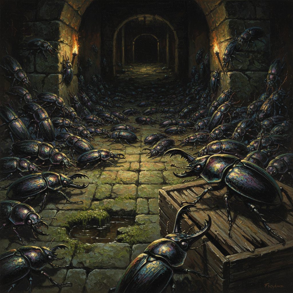 Swarm of Beetles, original D&D 5e monster artwork by ZapGM