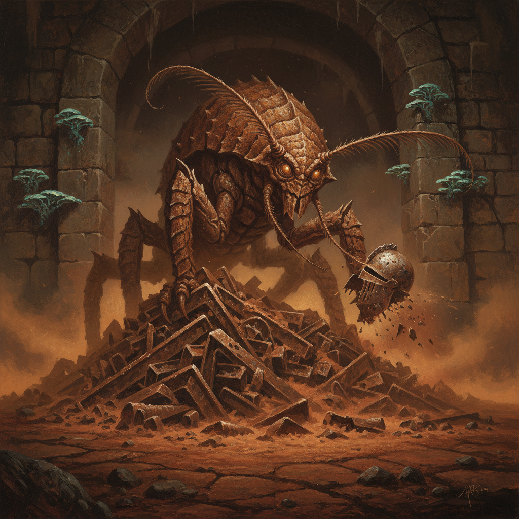 Rust Monster, original Pathfinder 2e monster artwork by ZapGM