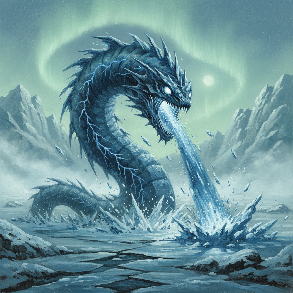 Icewyrm, original Pathfinder 2e monster artwork by ZapGM