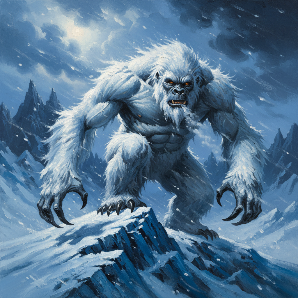 Yeti, original Pathfinder 2e monster artwork by ZapGM