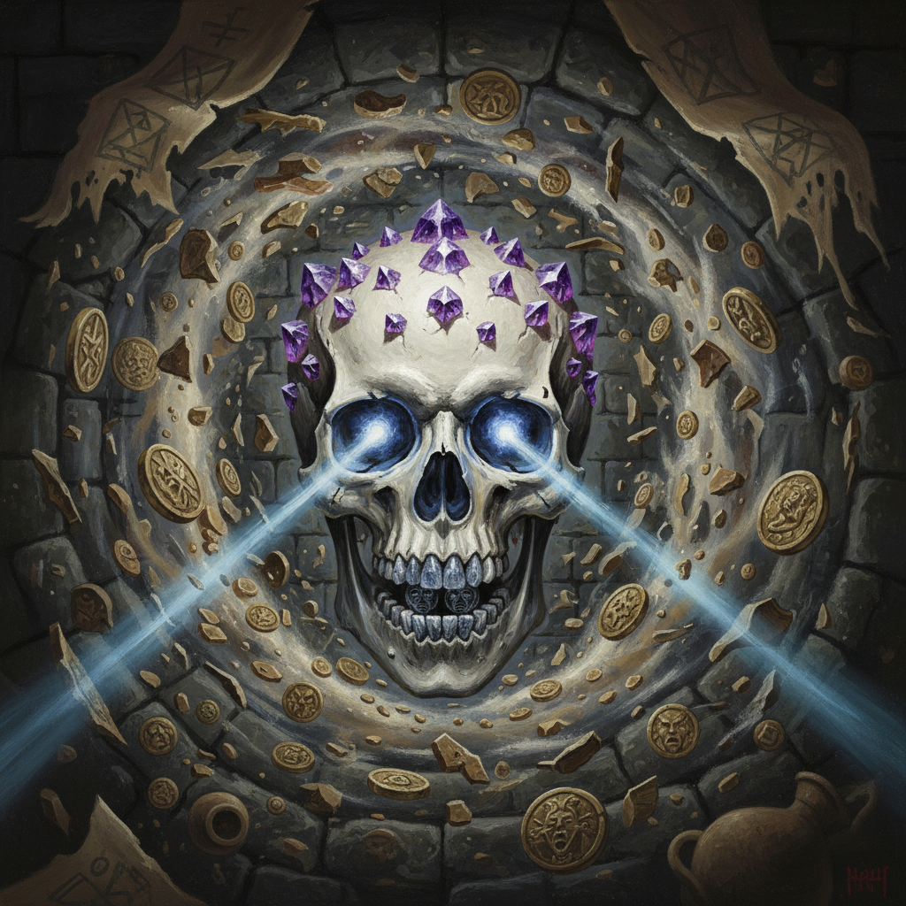 Demilich, original Pathfinder 2e monster artwork by ZapGM