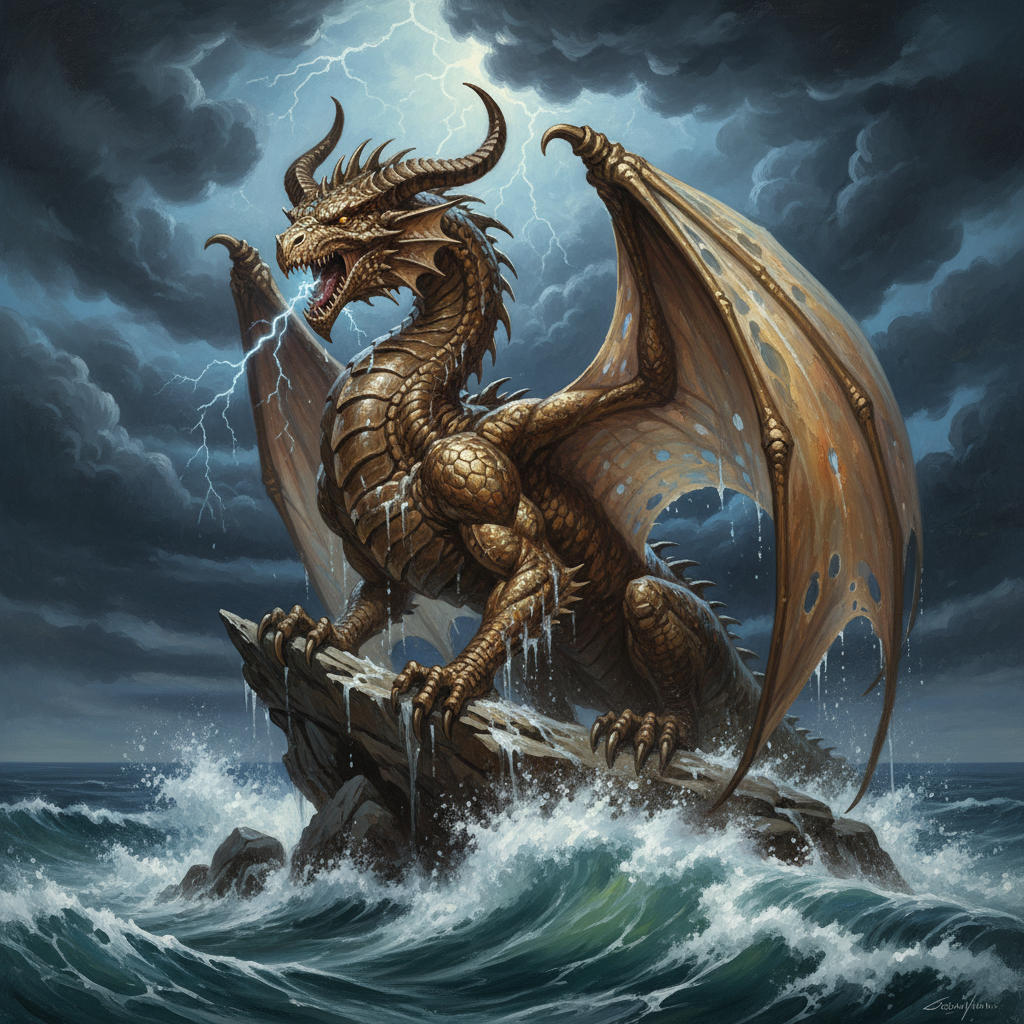 Adult Bronze Dragon, original D&D 5e monster artwork by ZapGM