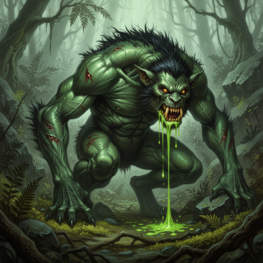Trollhound, original Pathfinder 2e monster artwork by ZapGM
