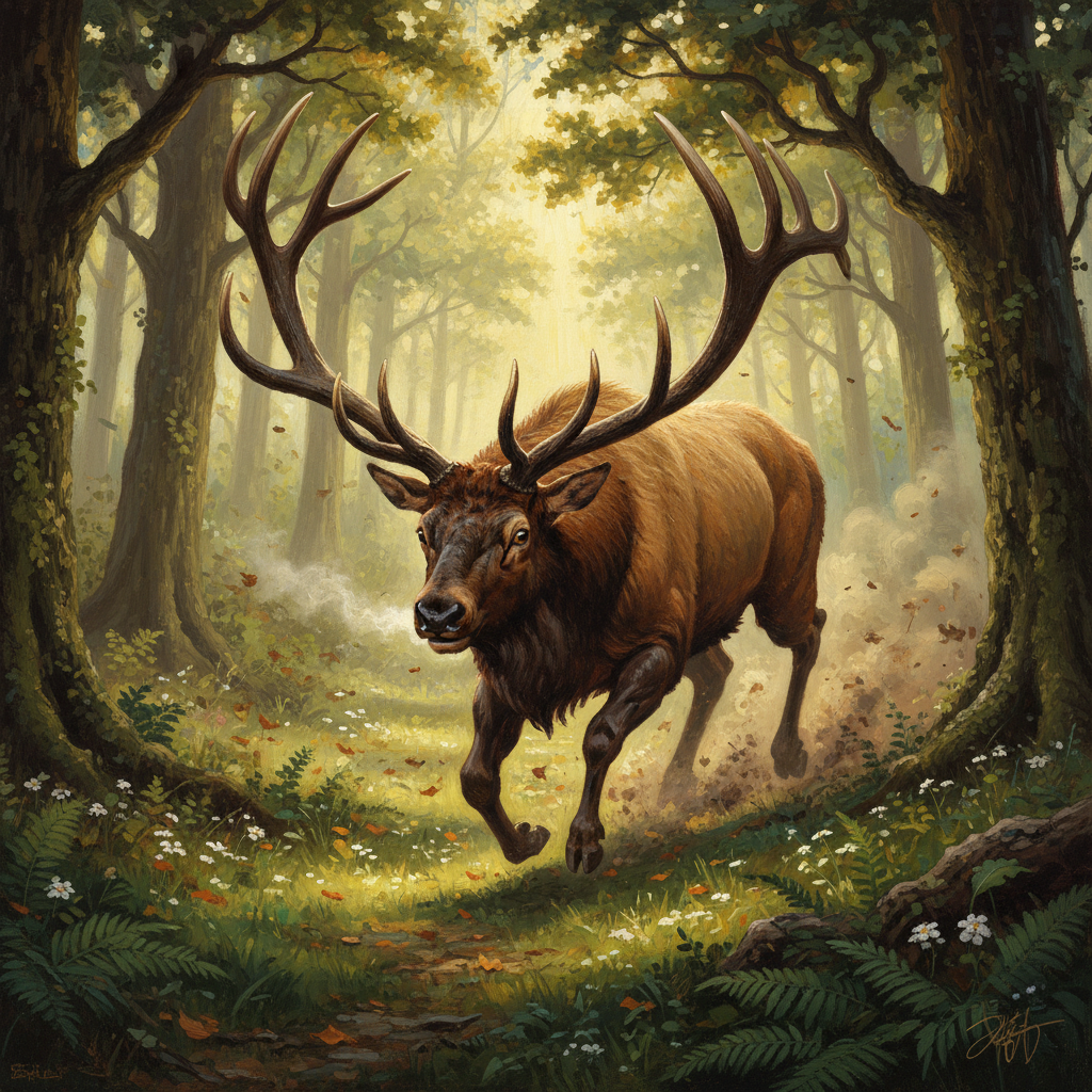 Giant Elk, original D&D 5e monster artwork by ZapGM