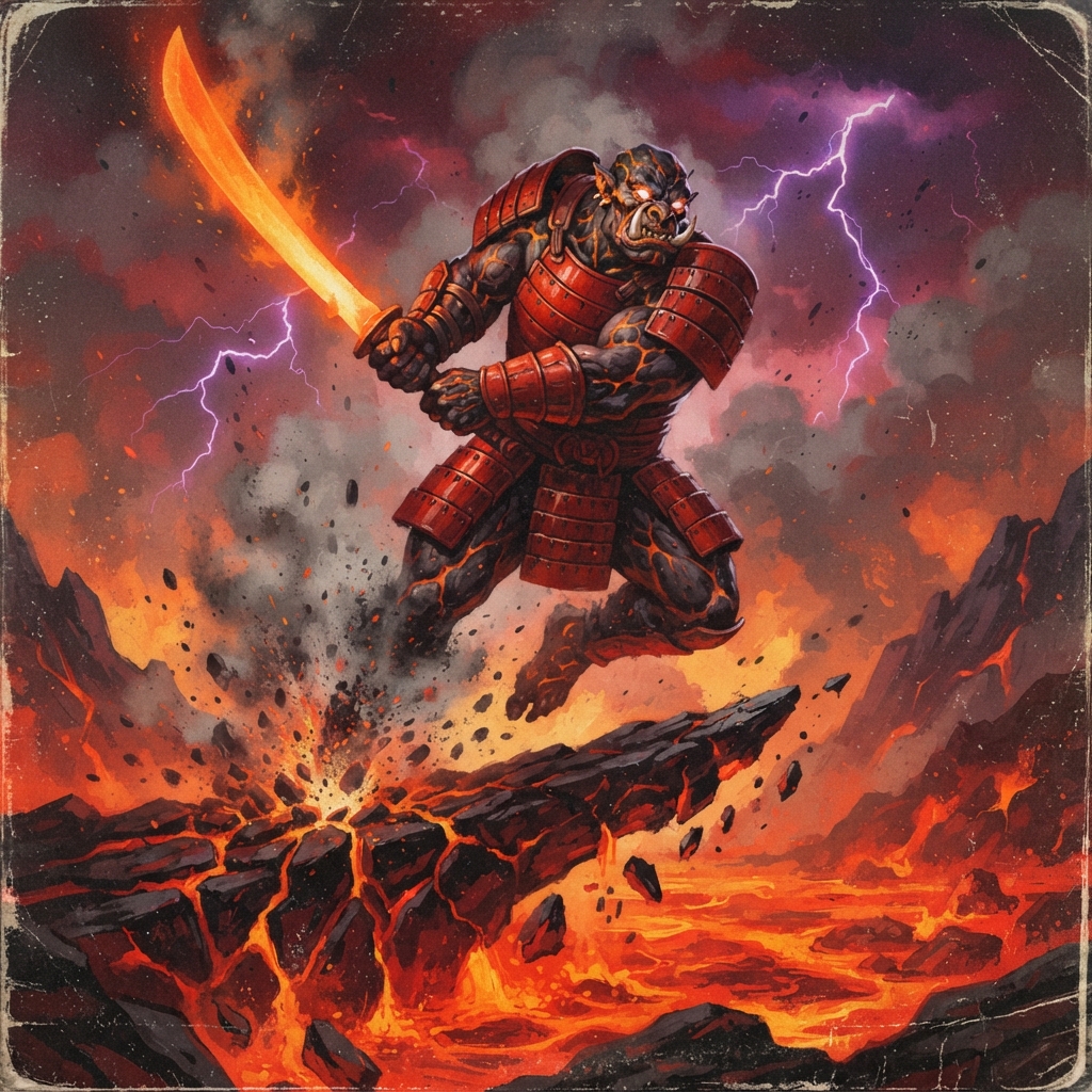 Caldera Oni, original Pathfinder 2e monster artwork by ZapGM