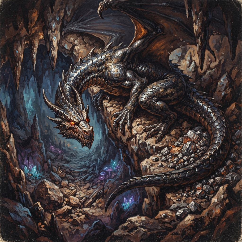 Adamantine Dragon (Young, Spellcaster), original Pathfinder 2e monster artwork by ZapGM