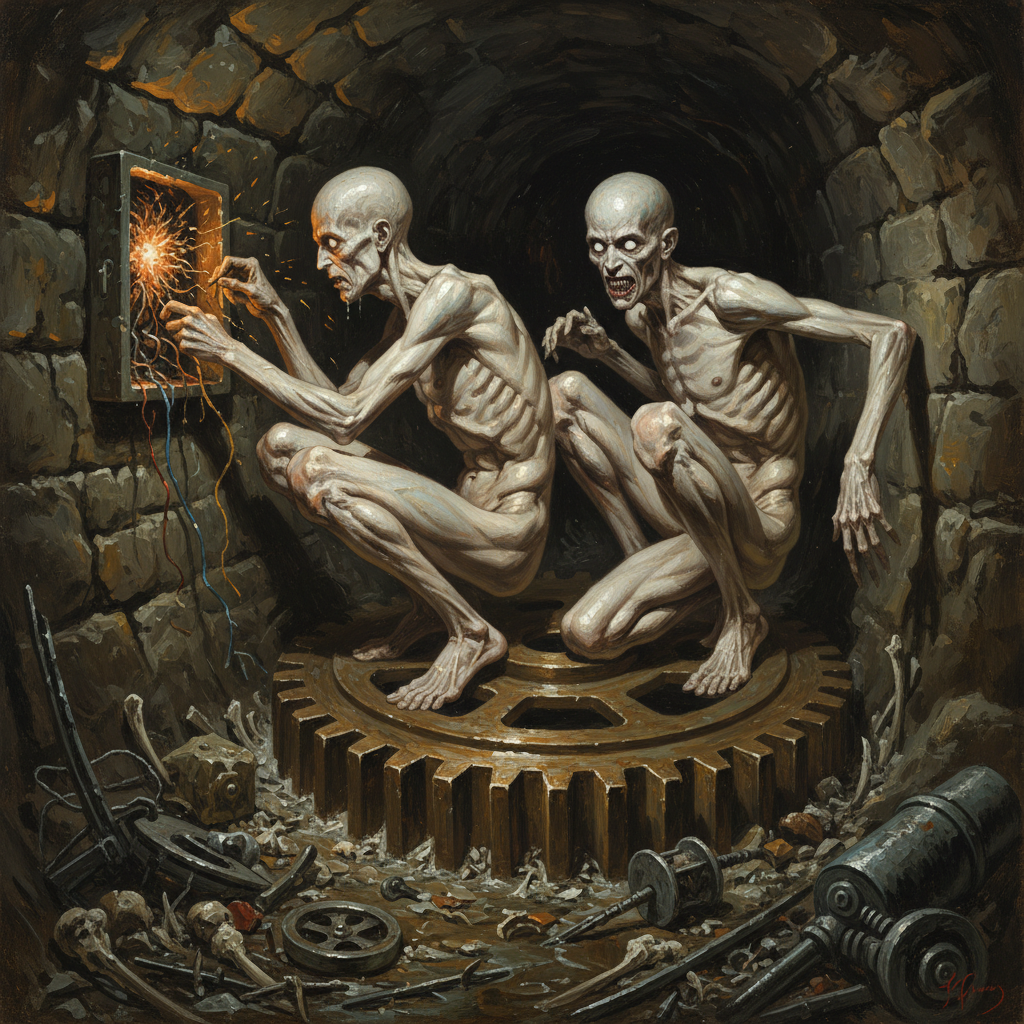 Morlock, original Pathfinder 2e monster artwork by ZapGM
