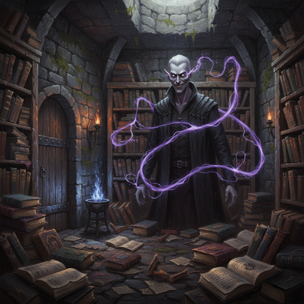Dhampir Wizard, original Pathfinder 2e monster artwork by ZapGM