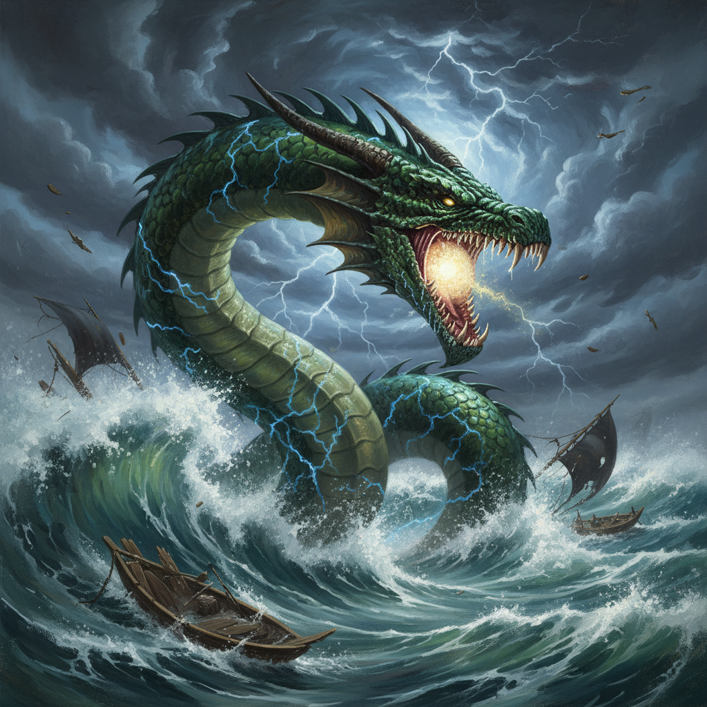 Sea Drake, original Pathfinder 2e monster artwork by ZapGM