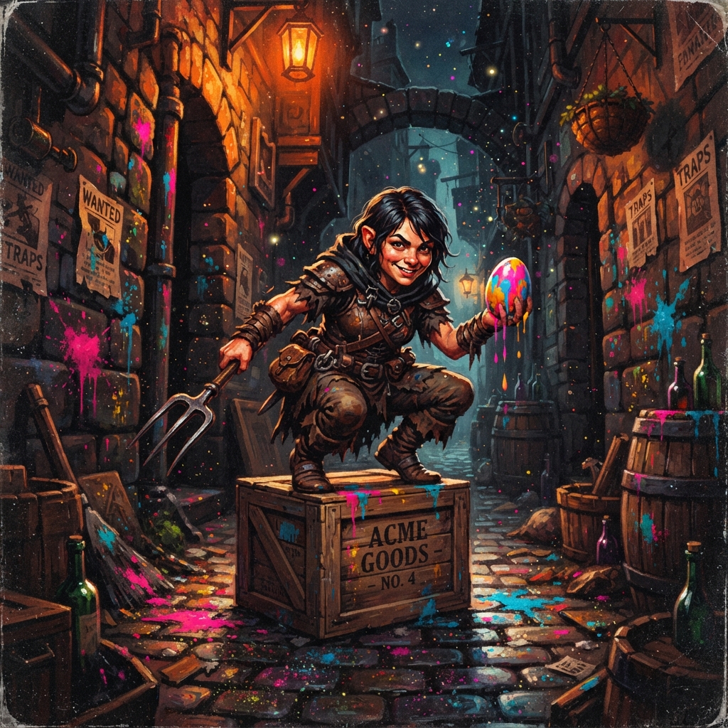 Halfling Troublemaker, original Pathfinder 2e monster artwork by ZapGM