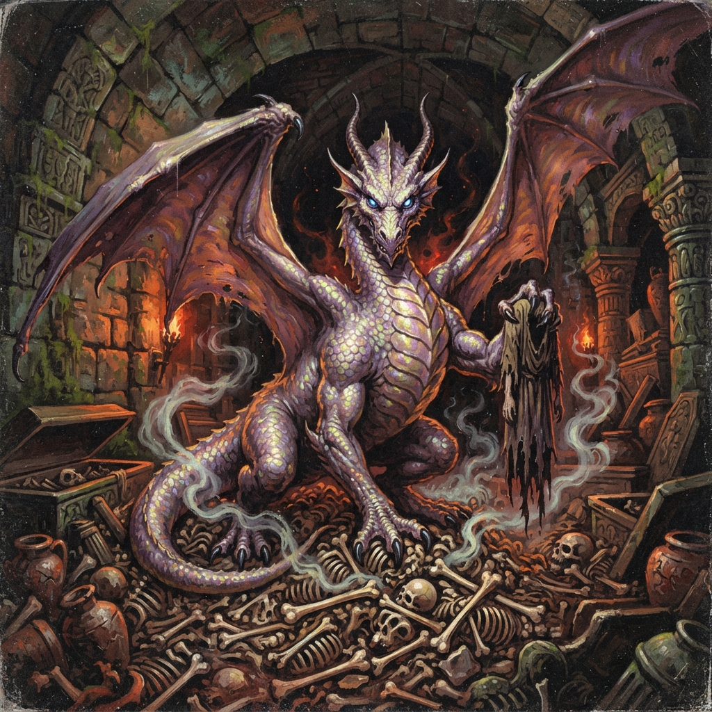 Resurrection Dragon (Ancient), original Pathfinder 2e monster artwork by ZapGM