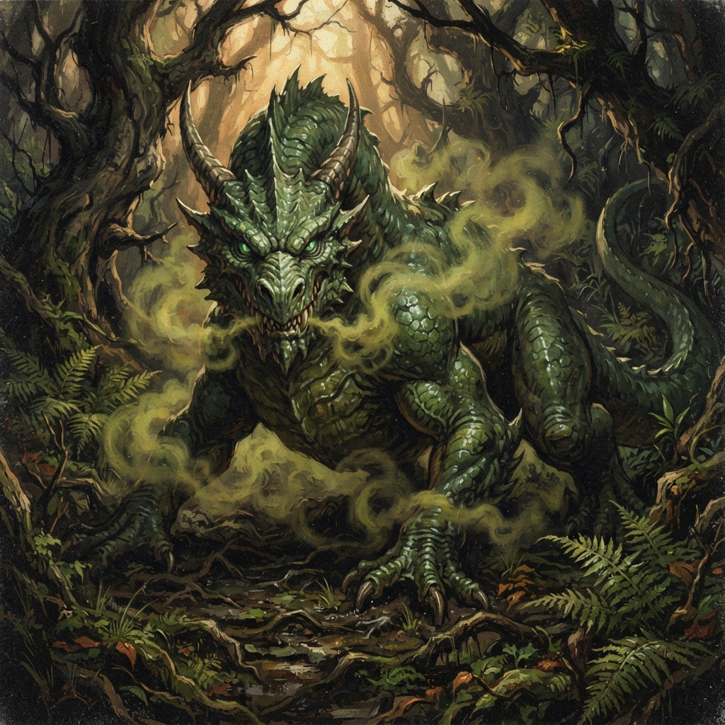 Horned Dragon (Ancient), original Pathfinder 2e monster artwork by ZapGM