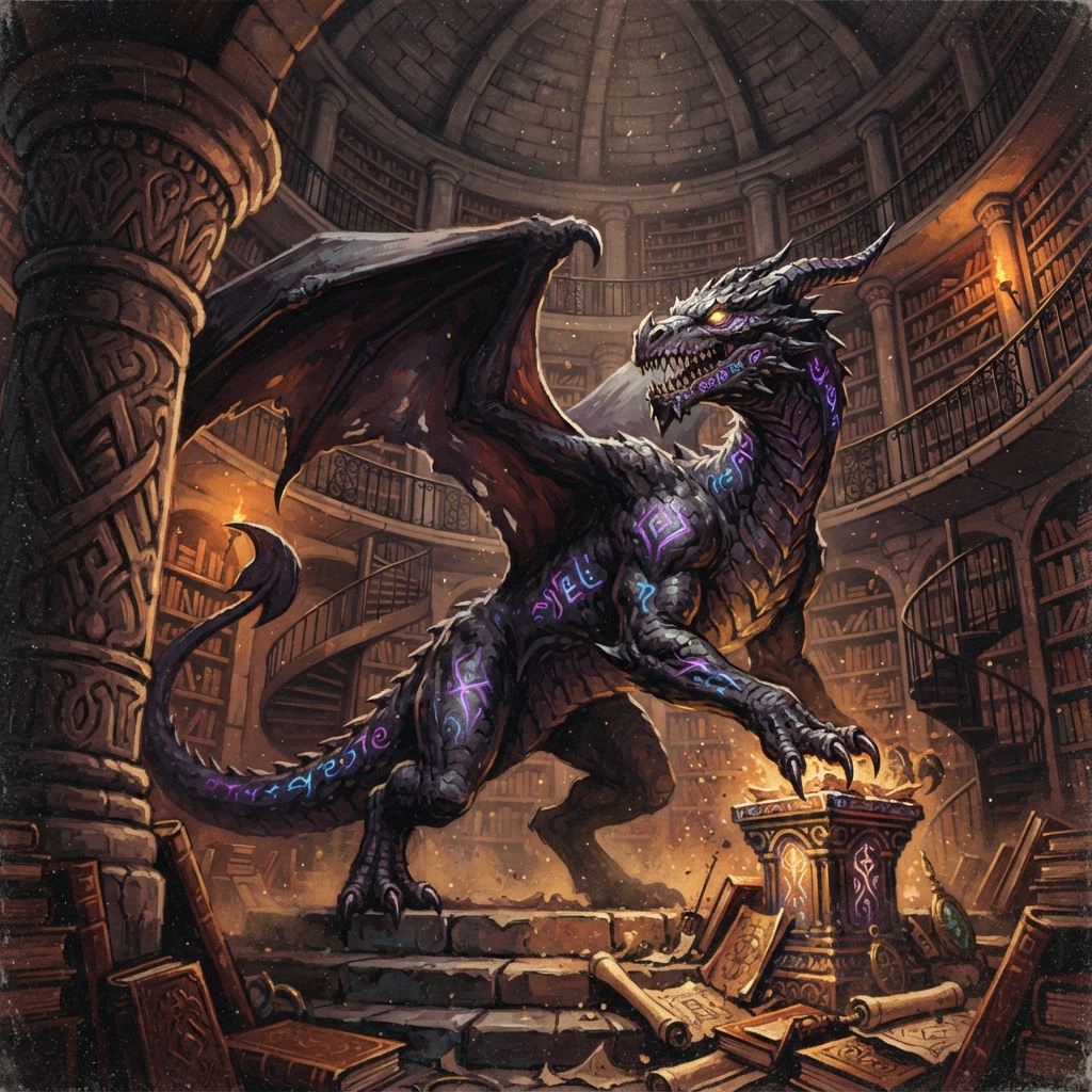 Rune Dragon (Young, Spellcaster), original Pathfinder 2e monster artwork by ZapGM