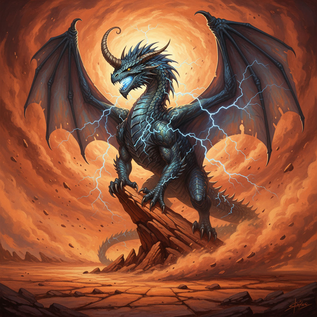 Ancient Blue Dragon, original D&D 5e monster artwork by ZapGM