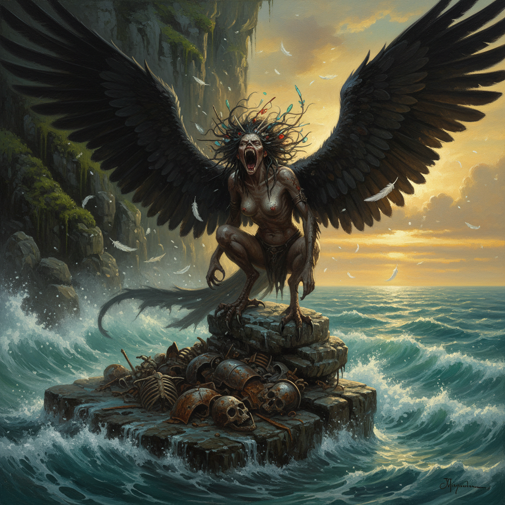 Harpy, original Pathfinder 2e monster artwork by ZapGM