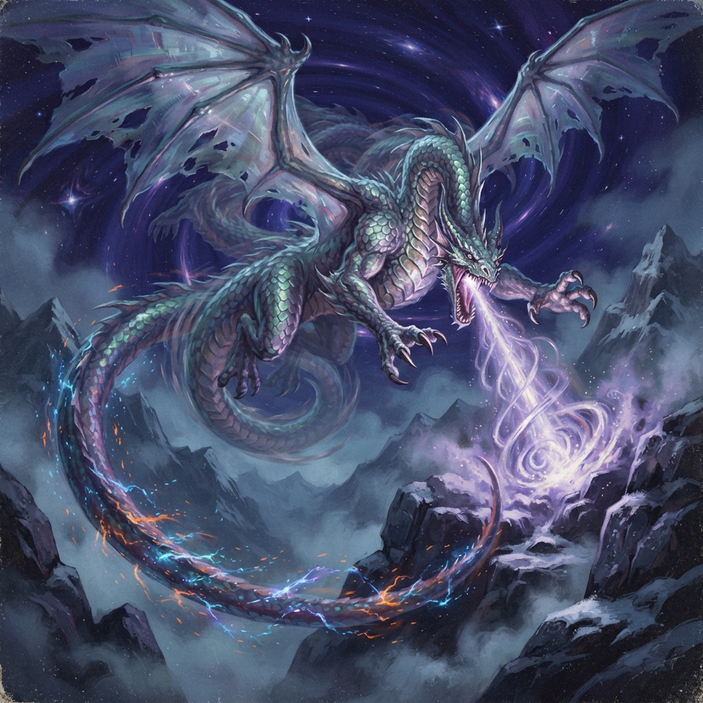 Phase Dragon (Young), original Pathfinder 2e monster artwork by ZapGM