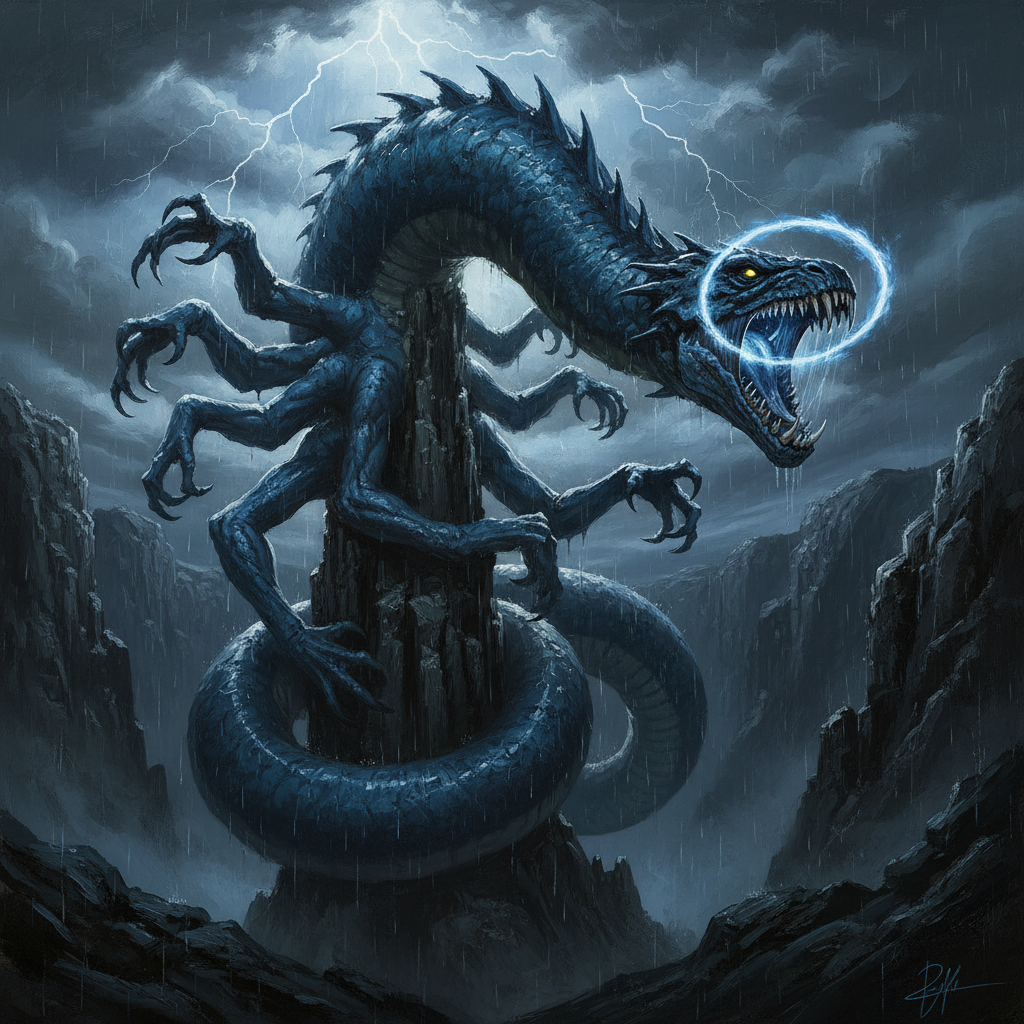 Behir, original D&D 5e monster artwork by ZapGM