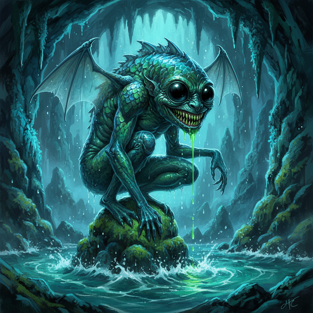 Water Mephit, original Pathfinder 2e monster artwork by ZapGM