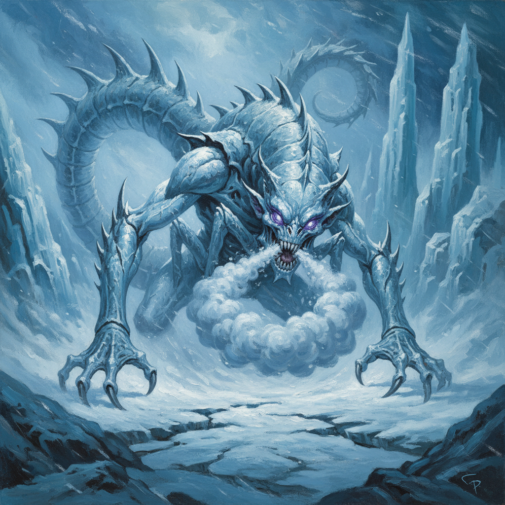 Ice Devil, original D&D 5e monster artwork by ZapGM