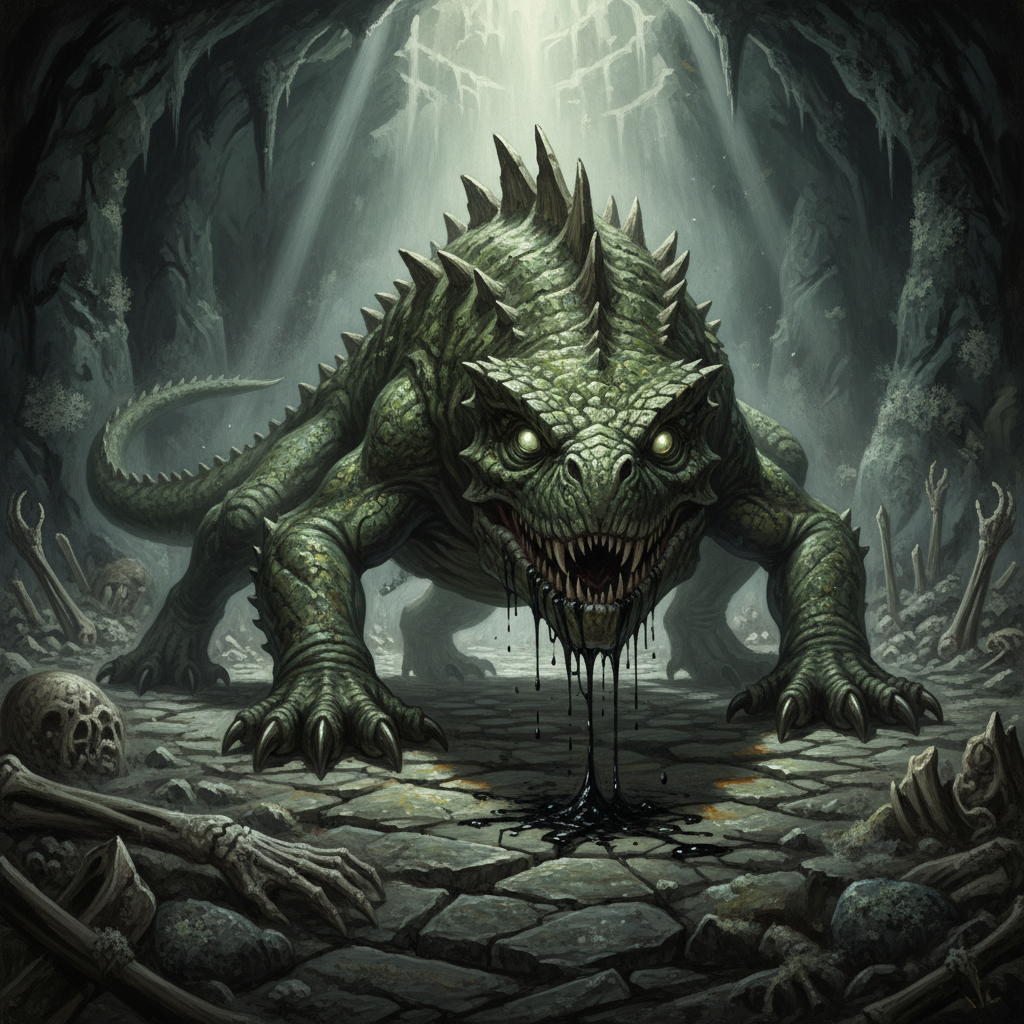 Basilisk, original D&D 5e monster artwork by ZapGM