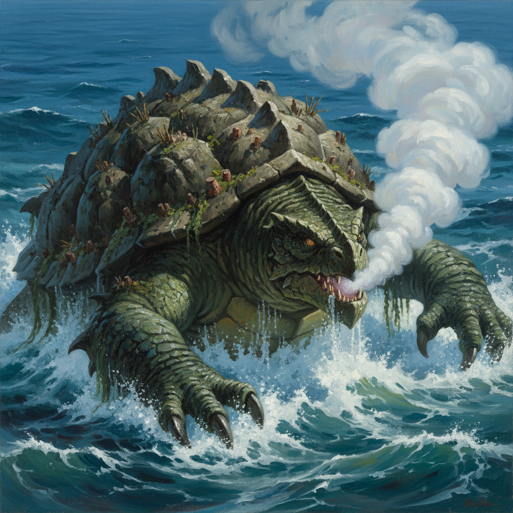 Dragon Turtle, original D&D 5e monster artwork by ZapGM