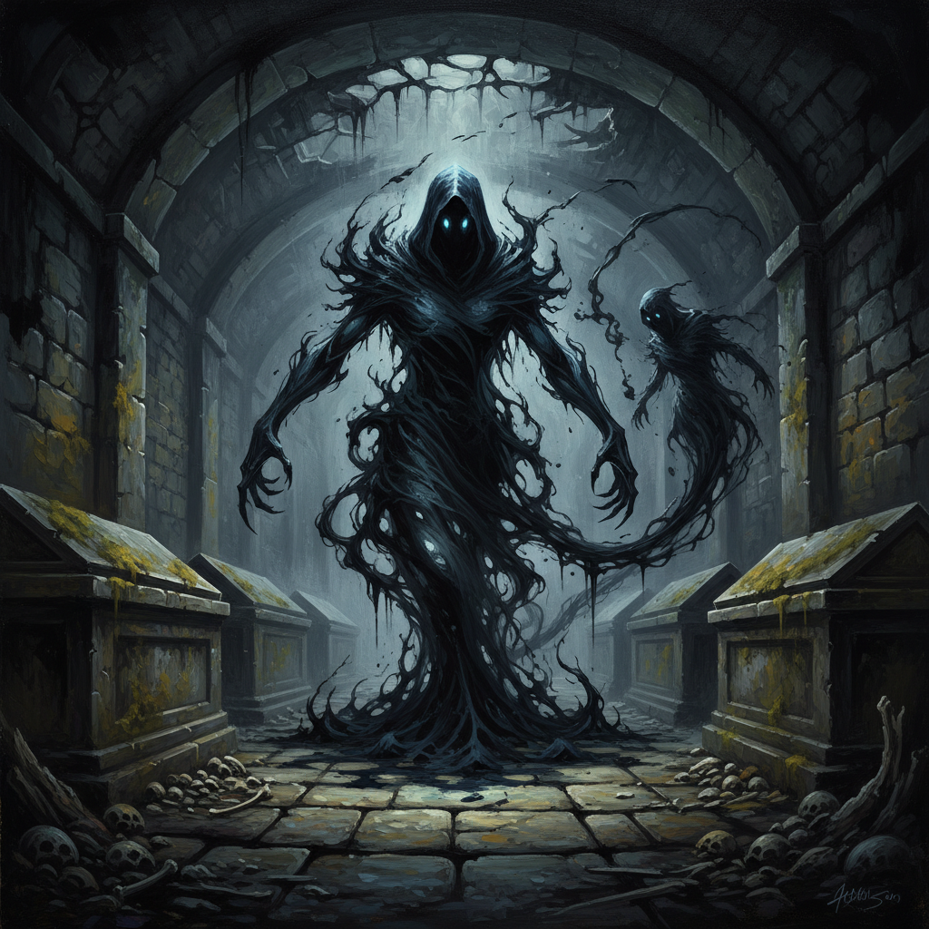 Dread Wraith, original Pathfinder 2e monster artwork by ZapGM