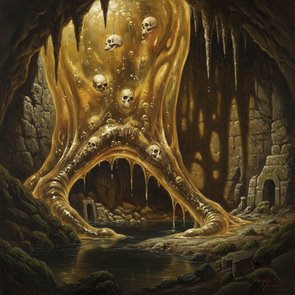 Ochre Jelly, original Pathfinder 2e monster artwork by ZapGM
